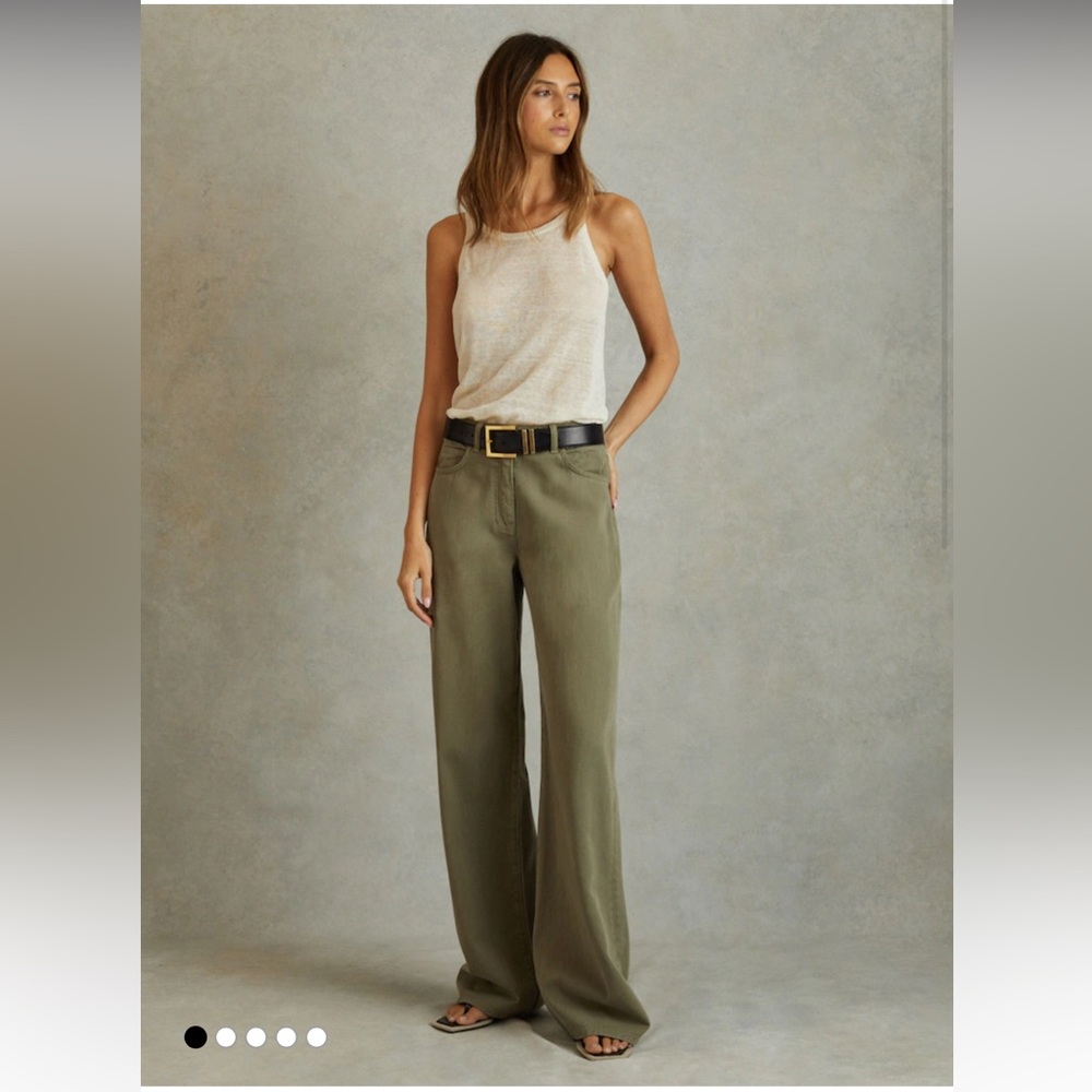 Reiss Colorado Garment Dyed Wide Leg Trousers size US 8